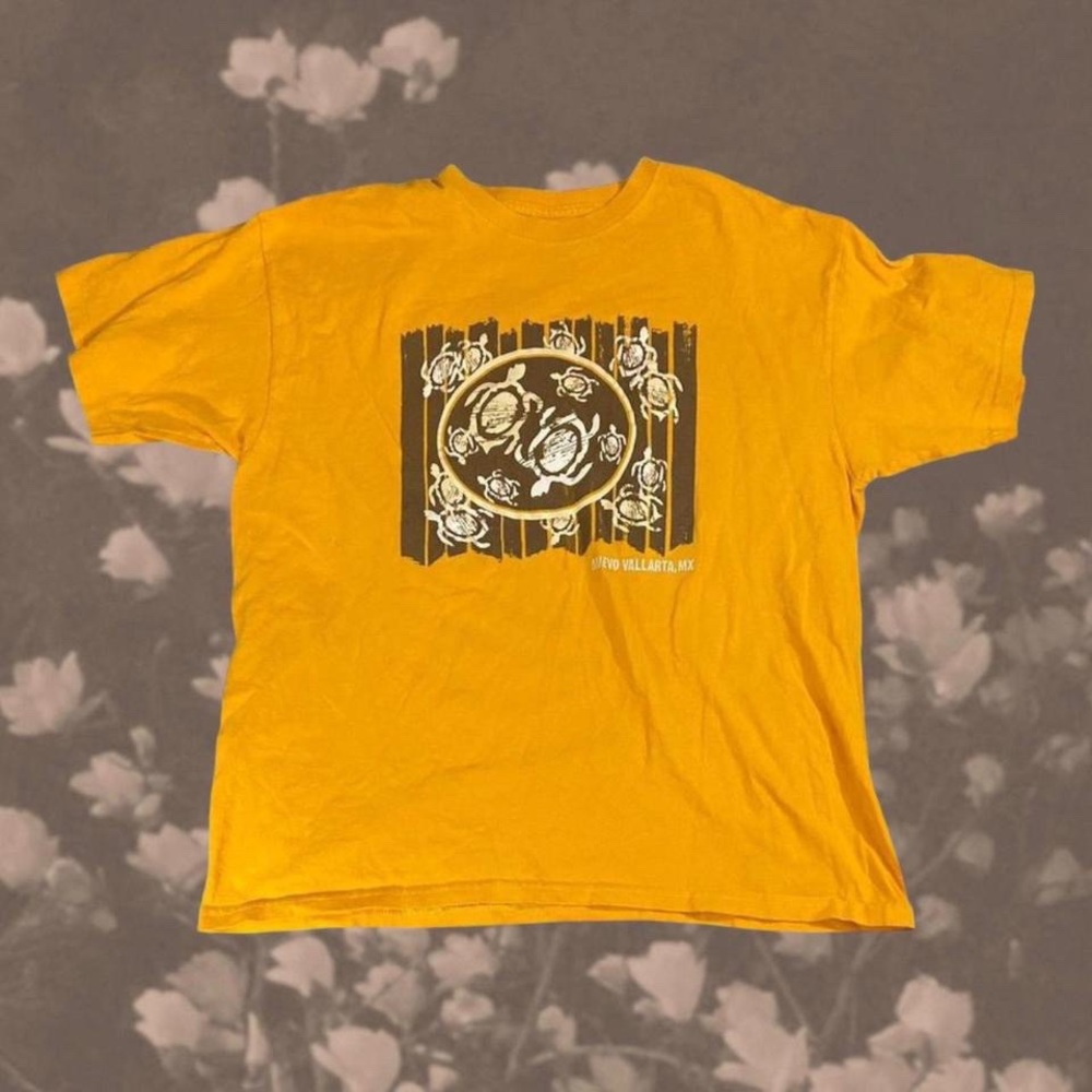 Caribbean Side Nuevo Vallarta Mexico Tourist Turtles Pattern Yellow T-Shirt